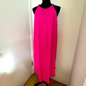 1X Hot Pink Halter Neck Handkerchief hem Dress By RACHEL Rachel Roy
